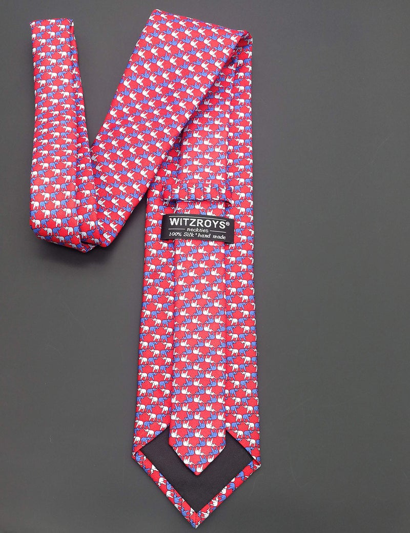 WITZROYS 100% Silk Ties for Men Handmade Neckties with Elephants Printed+Gift box - Image 4